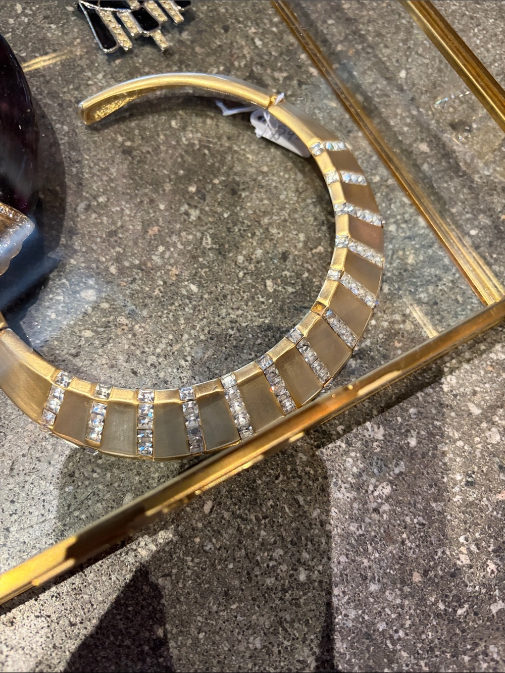 Gold Crystal Accent Choker Necklace - Women Jewelry